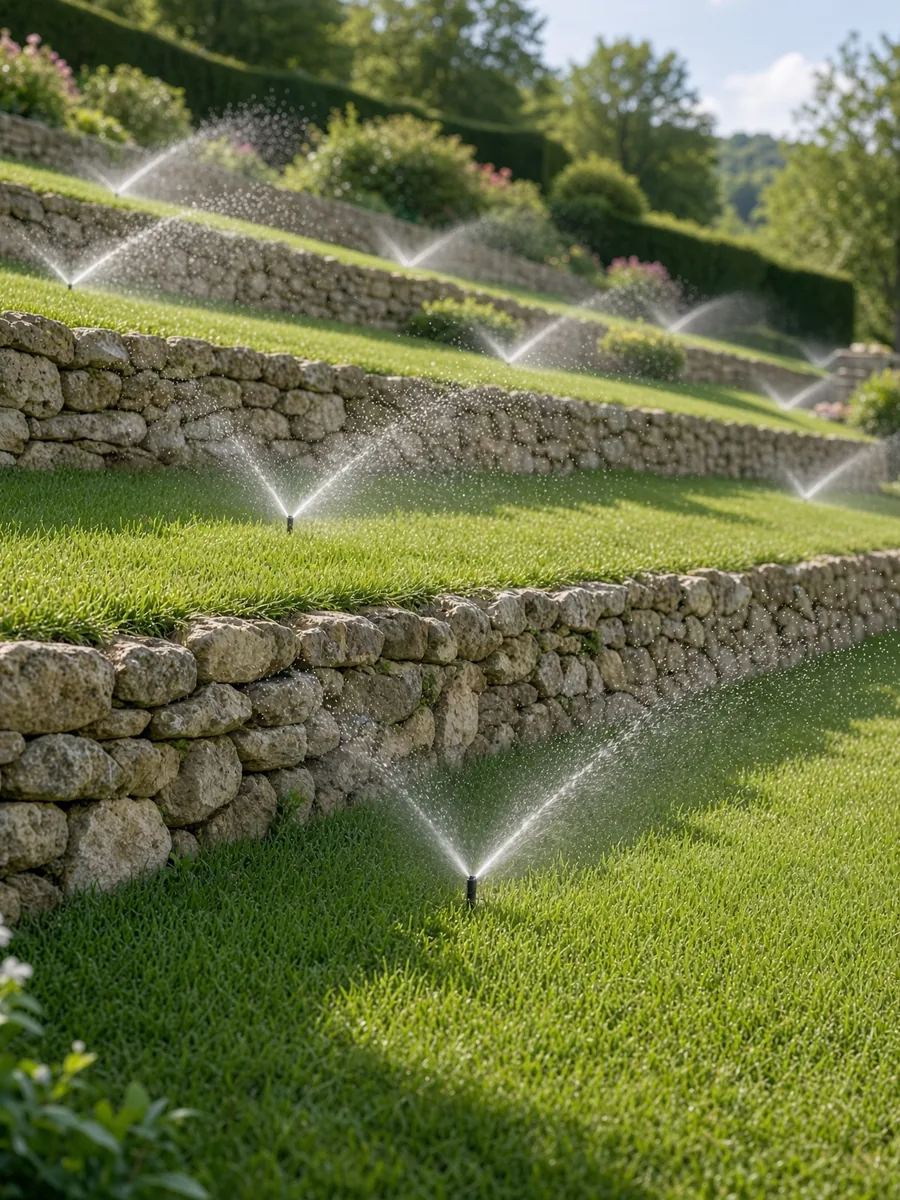 Arrosage automatique sur jardin en terrasses