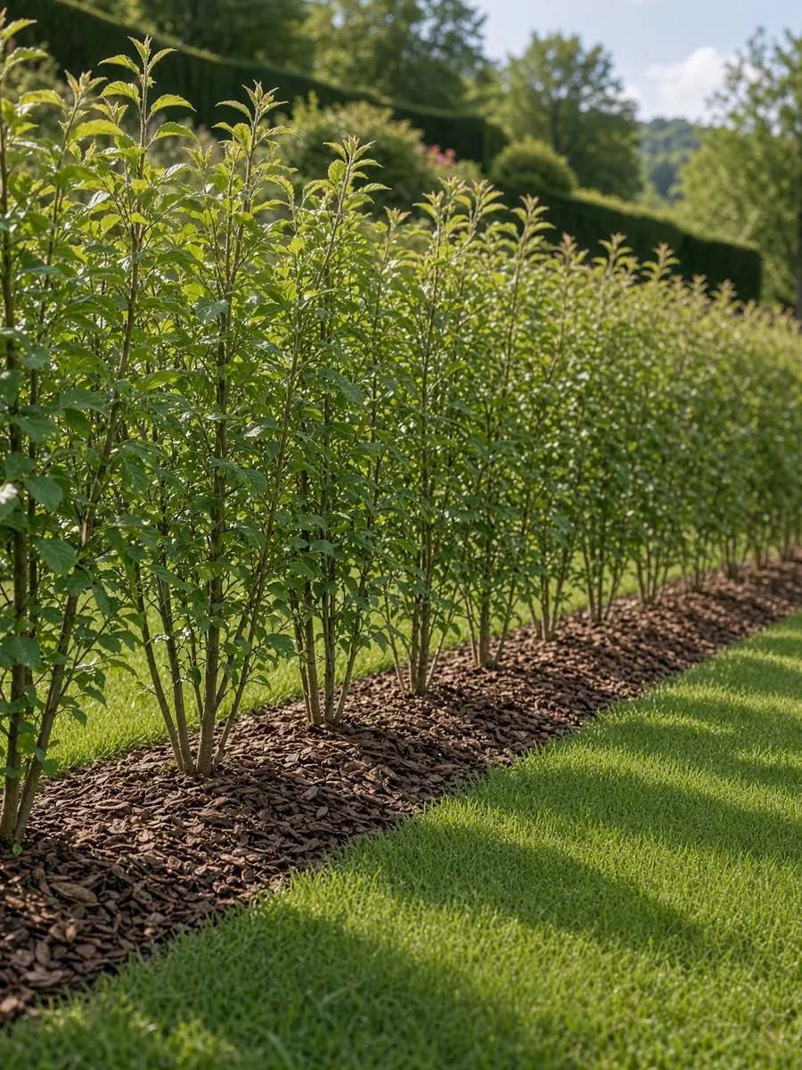 Haie de hêtres nouvellement plantée